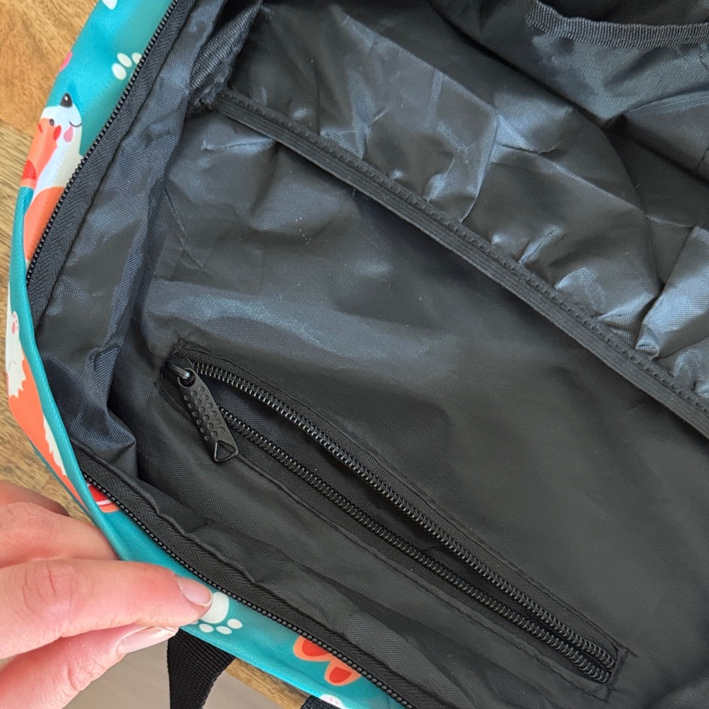 Teal Corgi Backpack Multiple Compartments - Picture 7 of 8